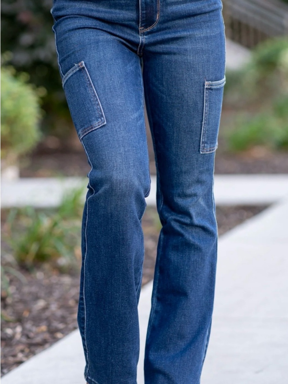 Judy Blue Medium Blue Straight Leg Cargo Jeans